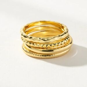 Uncommon James Gold Stacked Rings Set, Size 7